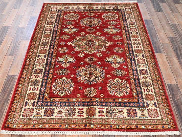 4'3" x 6'0" New Hand Knotted Red Wool Rectangle Oriental Rug - MOA1021831