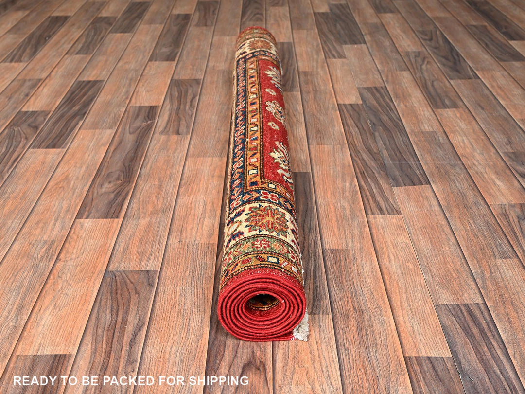 4'3" x 6'0" New Hand Knotted Red Wool Rectangle Oriental Rug - MOA1021831