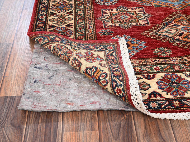 4'1" x 5'8" New Hand Knotted Red Wool Rectangle Oriental Rug - MOA1021832