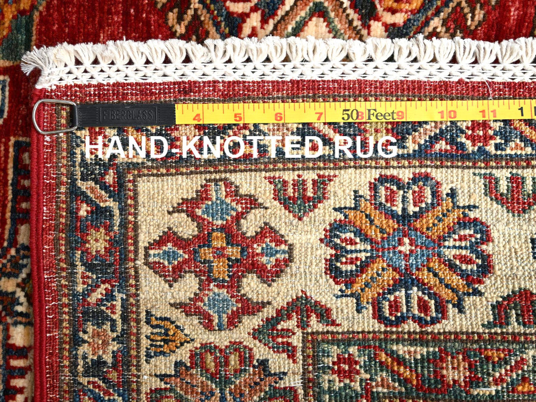 4'1" x 5'8" New Hand Knotted Red Wool Rectangle Oriental Rug - MOA1021832