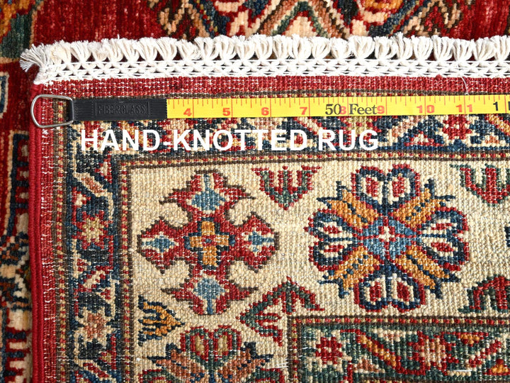 4'1" x 5'8" New Hand Knotted Red Wool Rectangle Oriental Rug - MOA1021832