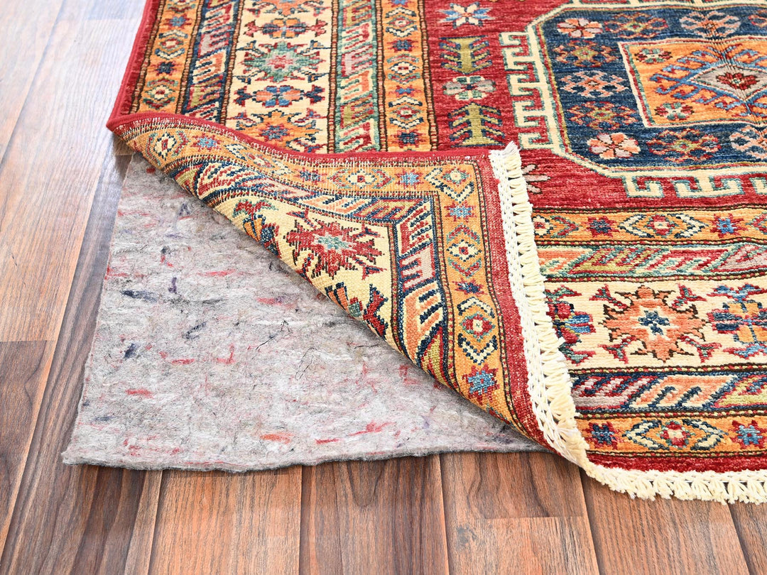 4'1" x 6'1" New Hand Knotted Red Wool Rectangle Oriental Rug - MOA1021833