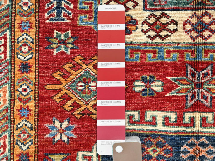 4'1" x 6'1" New Hand Knotted Red Wool Rectangle Oriental Rug - MOA1021833