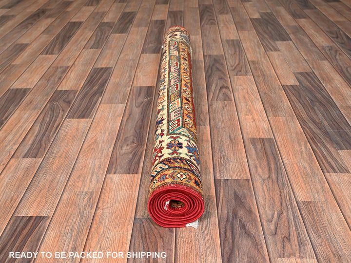 4'1" x 6'1" New Hand Knotted Red Wool Rectangle Oriental Rug - MOA1021833