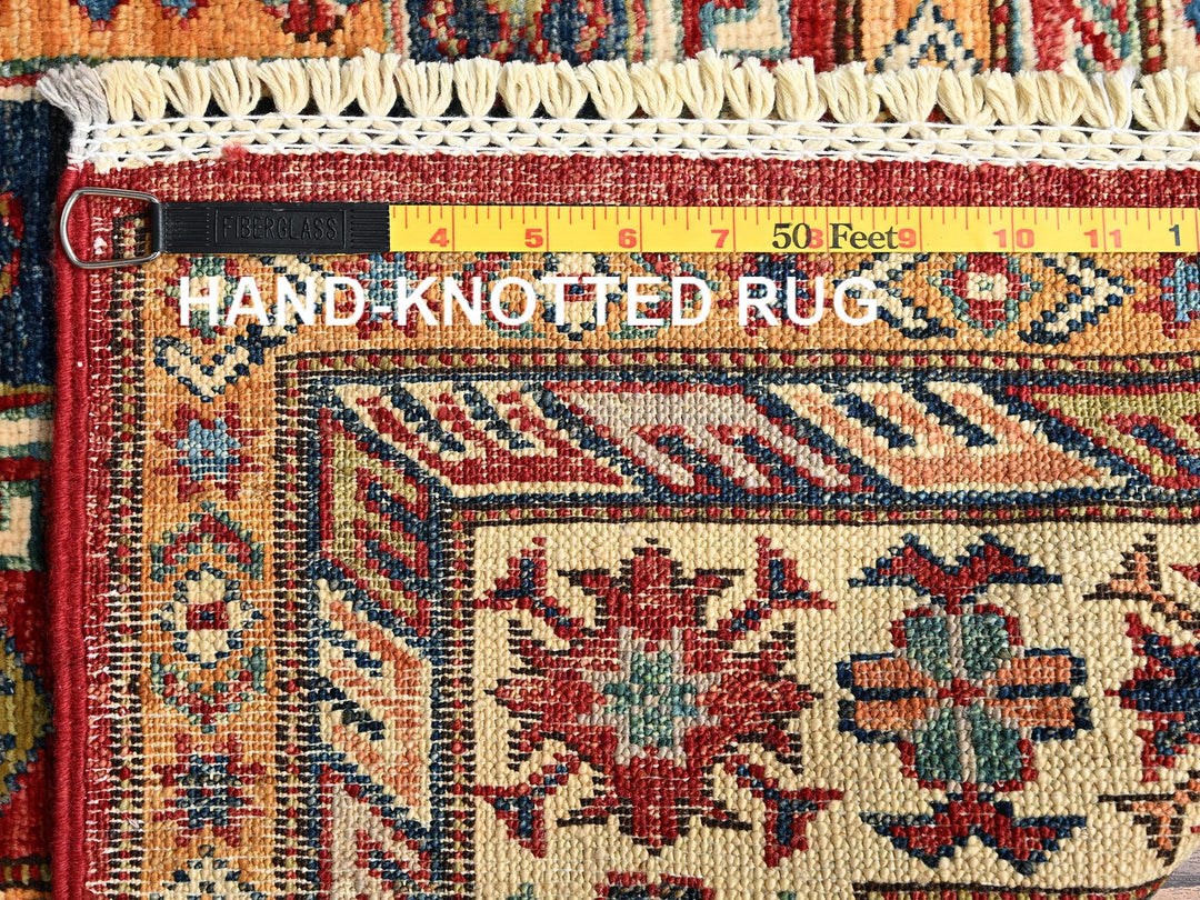 4'1" x 6'1" New Hand Knotted Red Wool Rectangle Oriental Rug - MOA1021833