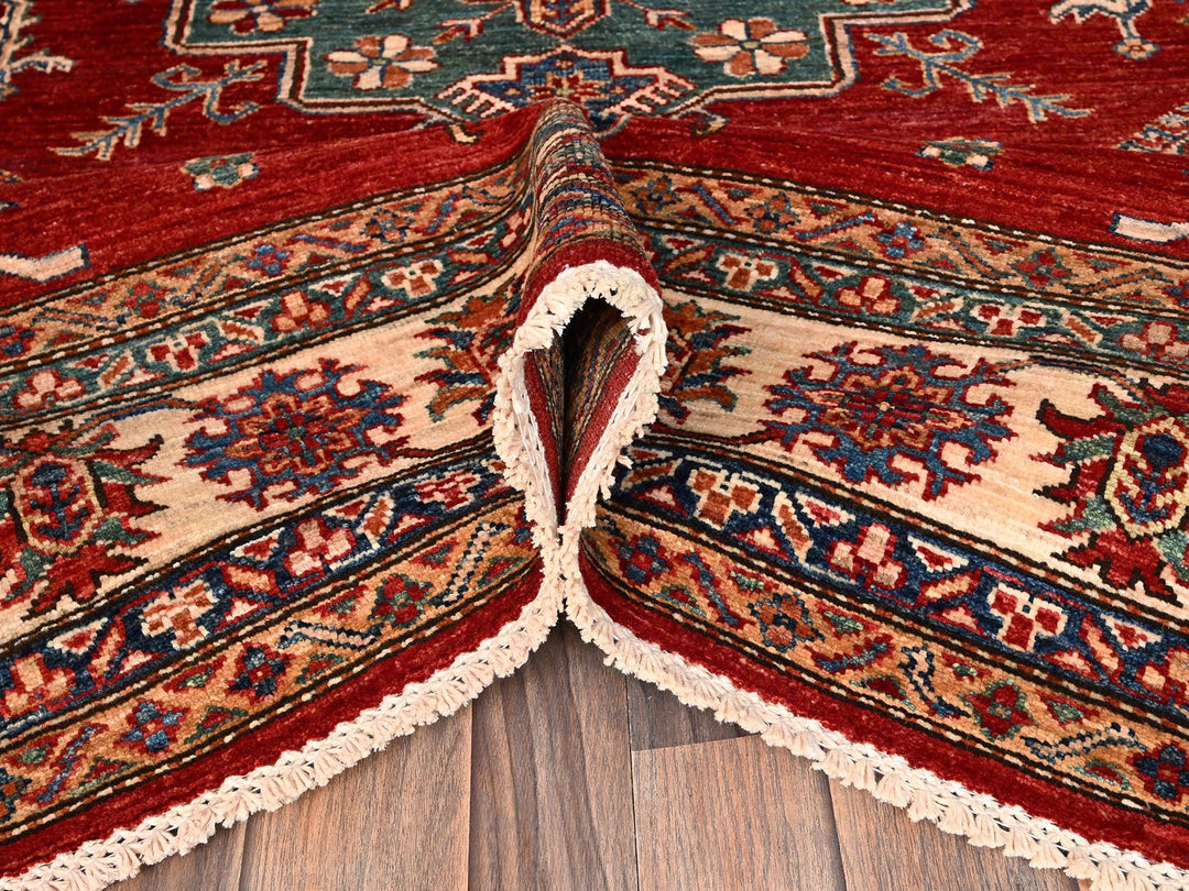 6'2" x 8'6" New Hand Knotted Red Wool Rectangle Oriental Rug - MOA1021839