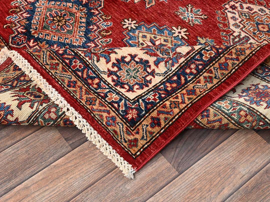 6'2" x 8'6" New Hand Knotted Red Wool Rectangle Oriental Rug - MOA1021839