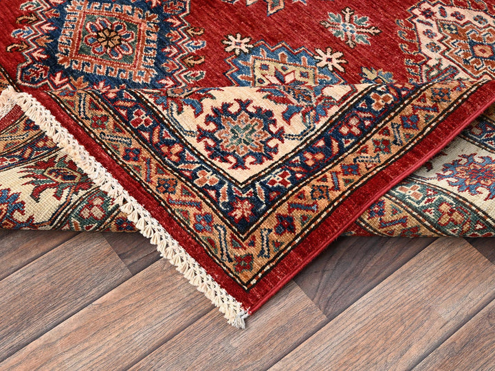 6'2" x 8'6" New Hand Knotted Red Wool Rectangle Oriental Rug - MOA1021839