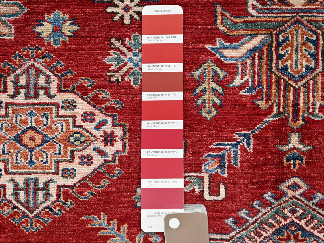 6'2" x 8'6" New Hand Knotted Red Wool Rectangle Oriental Rug - MOA1021839