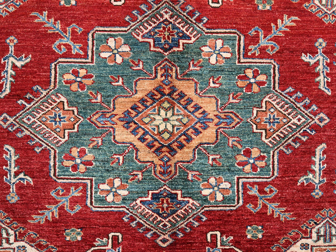 6'2" x 8'6" New Hand Knotted Red Wool Rectangle Oriental Rug - MOA1021839