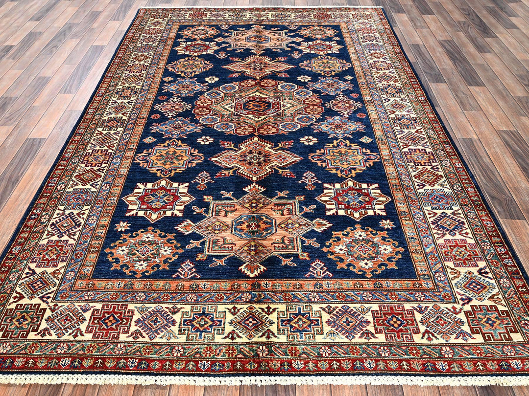 5'10" x 8'10" New Hand Knotted Blue Wool Rectangle Oriental Rug - MOA1021840
