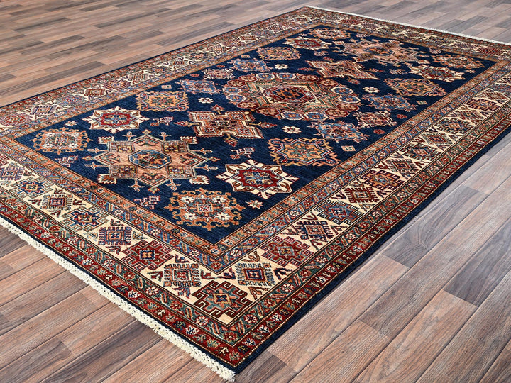 5'10" x 8'10" New Hand Knotted Blue Wool Rectangle Oriental Rug - MOA1021840