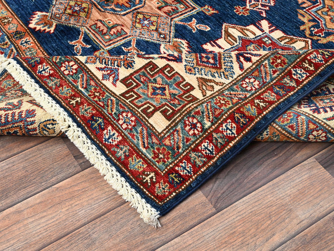 5'10" x 8'10" New Hand Knotted Blue Wool Rectangle Oriental Rug - MOA1021840