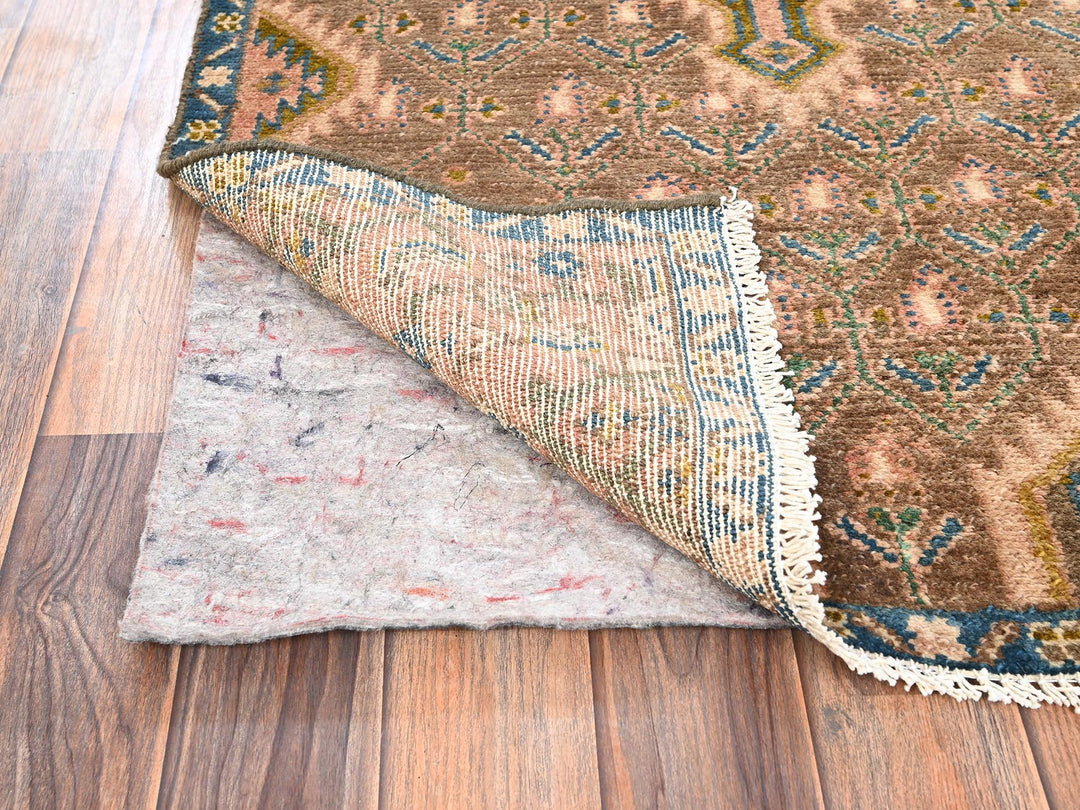 2'9" x 9'5" Vintage Hand Knotted Brown Wool Runner Oriental Rug - MOA1021842