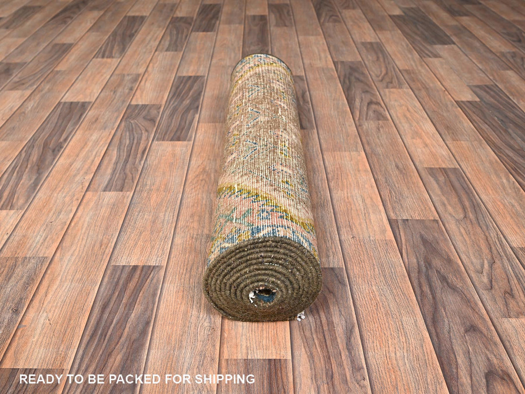 2'9" x 9'5" Vintage Hand Knotted Brown Wool Runner Oriental Rug - MOA1021842