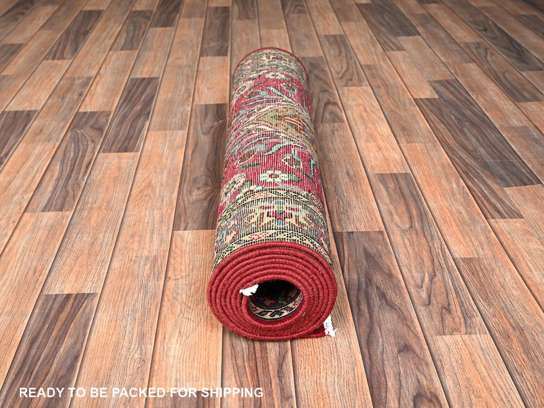 2'8" x 9'11" Vintage Hand Knotted Red Wool Runner Oriental Rug - MOA1021845