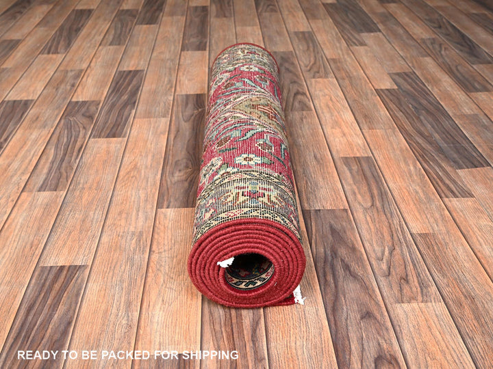 2'8" x 9'11" Vintage Hand Knotted Red Wool Runner Oriental Rug - MOA1021845