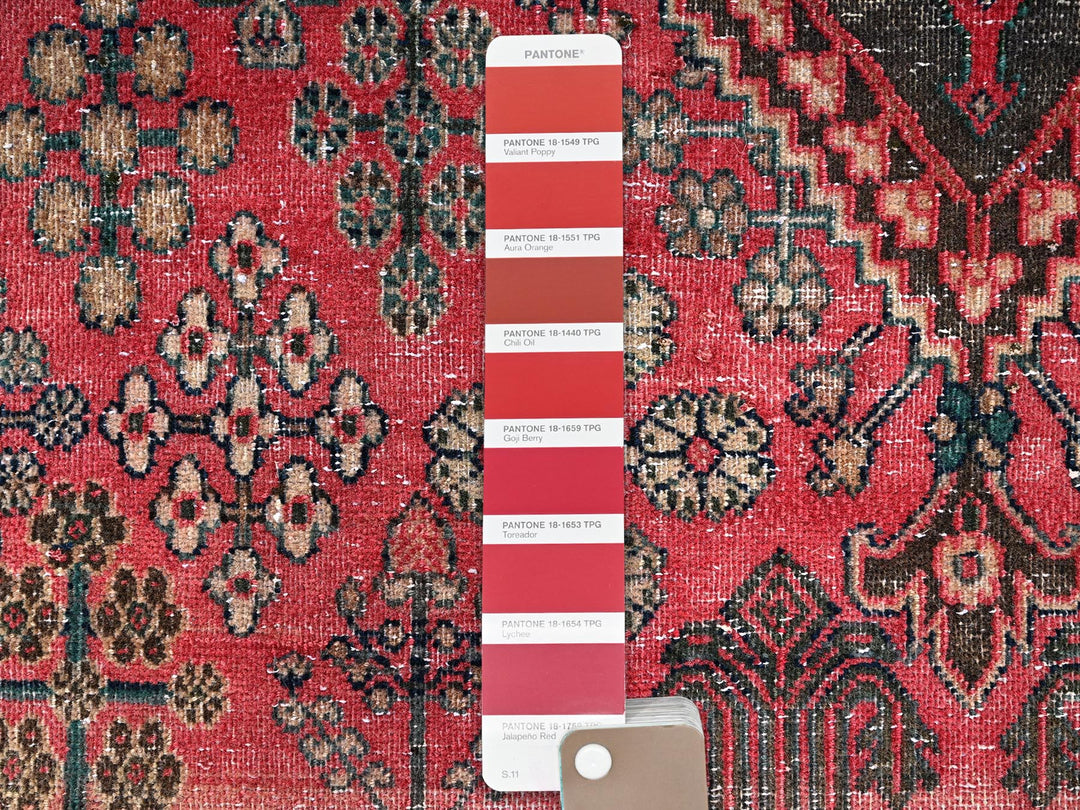 3'1" x 12'2" Vintage Hand Knotted Red Wool Runner Oriental Rug - MOA1021849