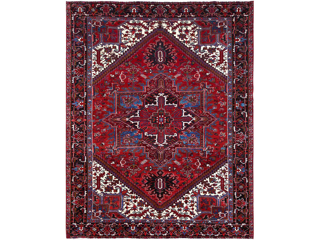 8'9" x 10'10" Vintage Hand Knotted Red Wool Rectangle Oriental Rug - MOA102184