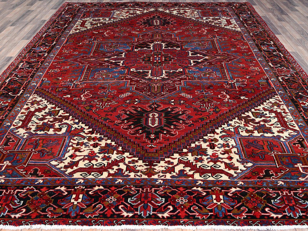 8'9" x 10'10" Vintage Hand Knotted Red Wool Rectangle Oriental Rug - MOA102184