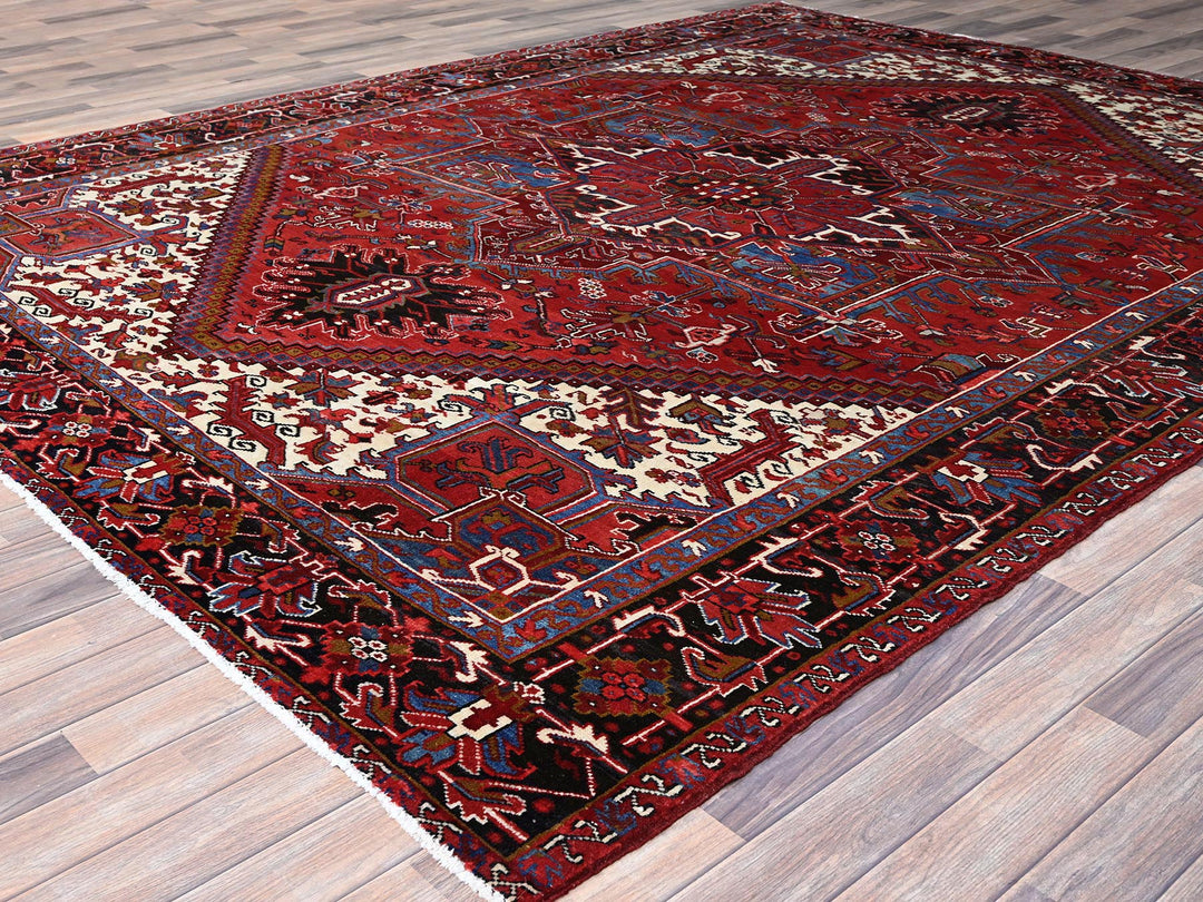 8'9" x 10'10" Vintage Hand Knotted Red Wool Rectangle Oriental Rug - MOA102184