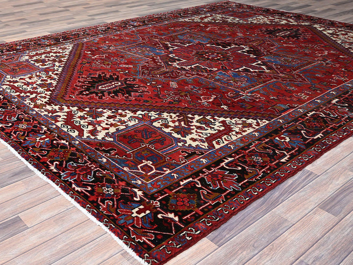 8'9" x 10'10" Vintage Hand Knotted Red Wool Rectangle Oriental Rug - MOA102184