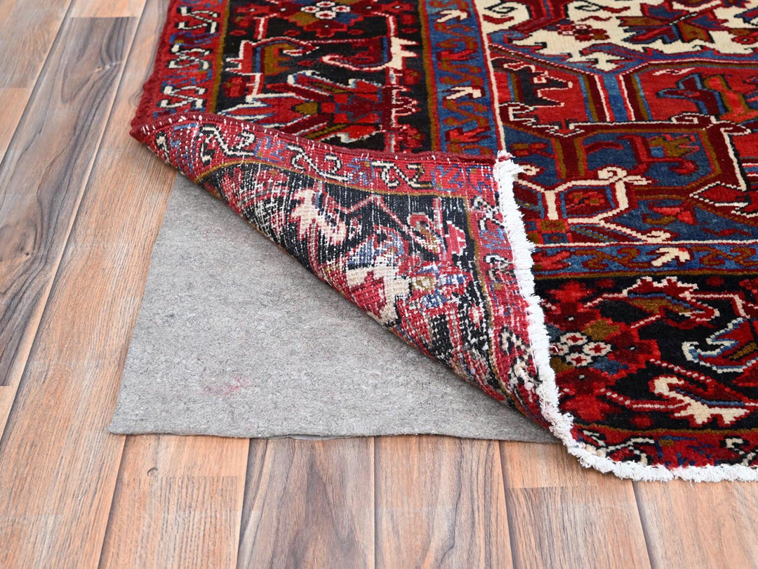 8'9" x 10'10" Vintage Hand Knotted Red Wool Rectangle Oriental Rug - MOA102184