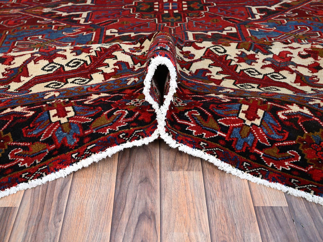 8'9" x 10'10" Vintage Hand Knotted Red Wool Rectangle Oriental Rug - MOA102184