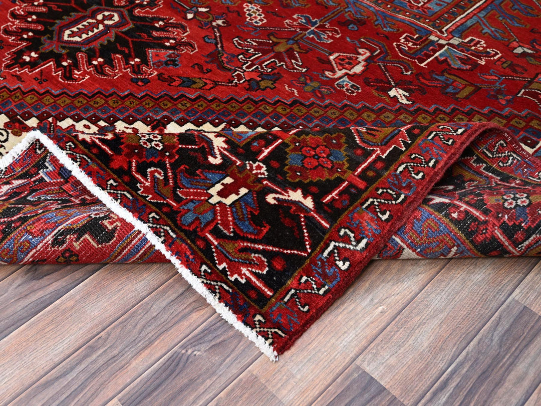 8'9" x 10'10" Vintage Hand Knotted Red Wool Rectangle Oriental Rug - MOA102184