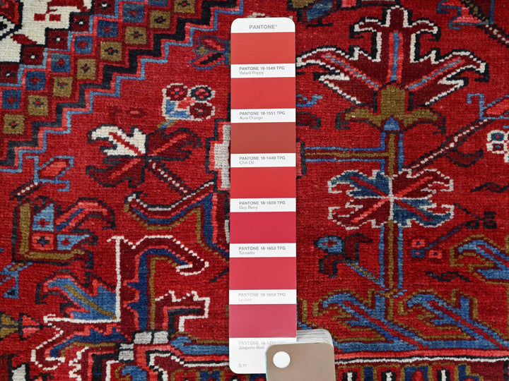 8'9" x 10'10" Vintage Hand Knotted Red Wool Rectangle Oriental Rug - MOA102184