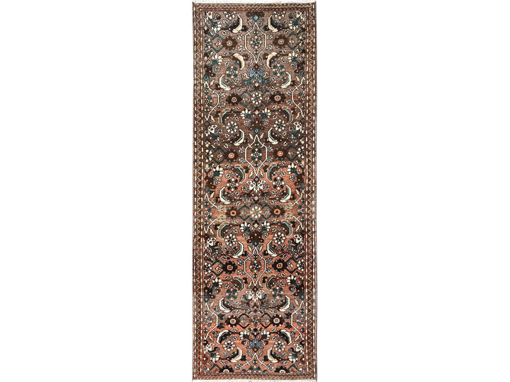 2'7" x 8'2" Vintage Hand Knotted Brown Wool Runner Oriental Rug - MOA1021851
