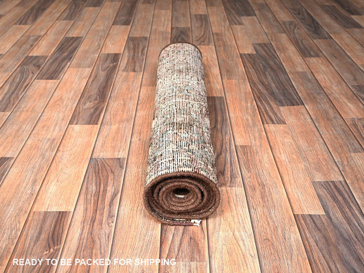 2'7" x 8'2" Vintage Hand Knotted Brown Wool Runner Oriental Rug - MOA1021851