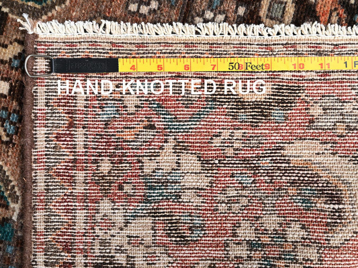 2'7" x 8'2" Vintage Hand Knotted Brown Wool Runner Oriental Rug - MOA1021851