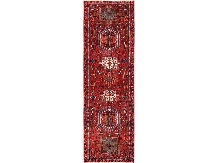 2'9" x 8'11" Vintage Hand Knotted Red Wool Runner Oriental Rug - MOA1021854