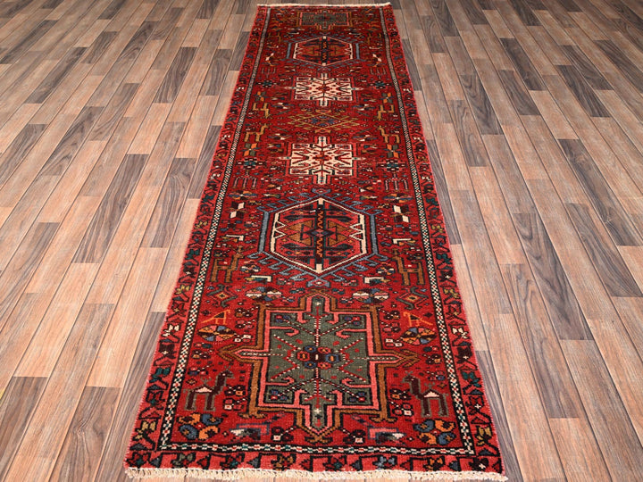 2'9" x 8'11" Vintage Hand Knotted Red Wool Runner Oriental Rug - MOA1021854