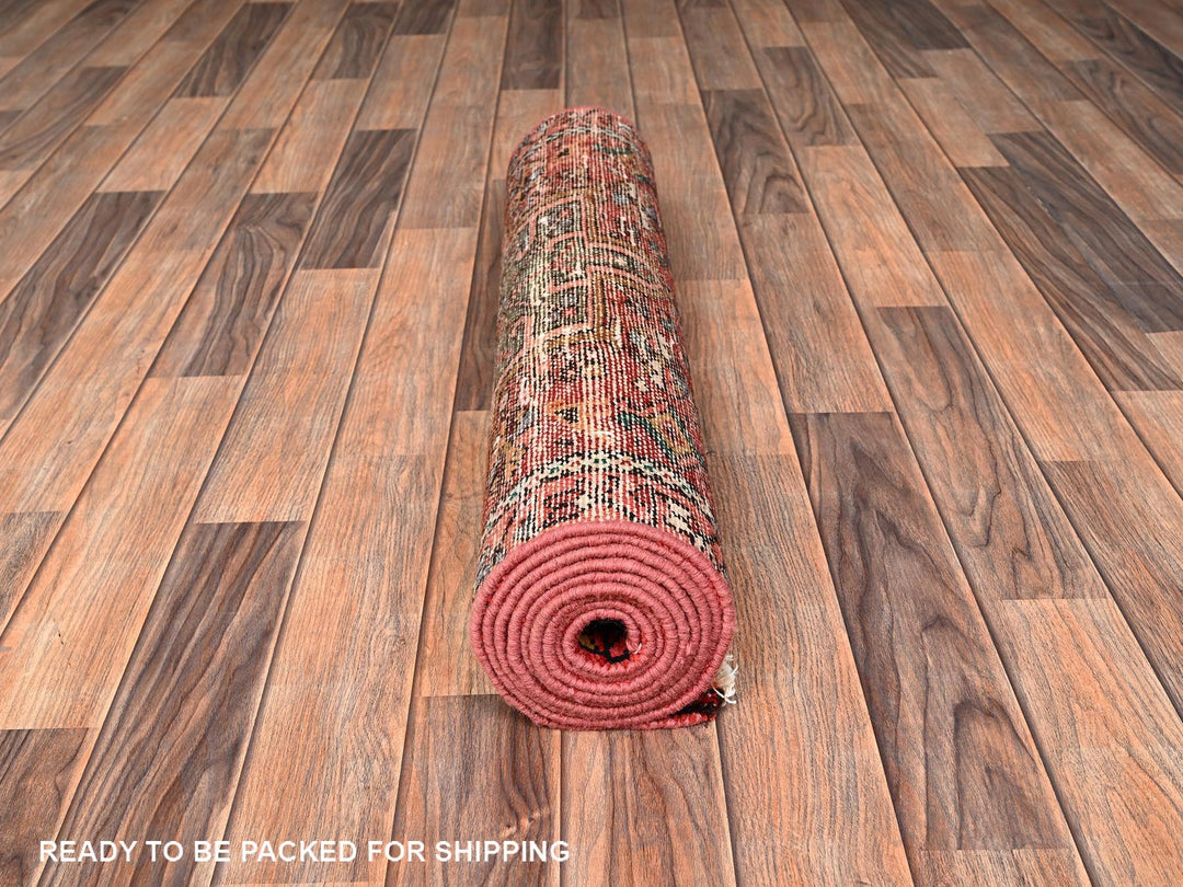2'9" x 8'11" Vintage Hand Knotted Red Wool Runner Oriental Rug - MOA1021854
