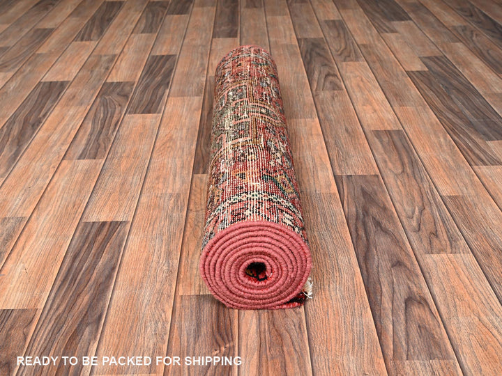 2'9" x 8'11" Vintage Hand Knotted Red Wool Runner Oriental Rug - MOA1021854