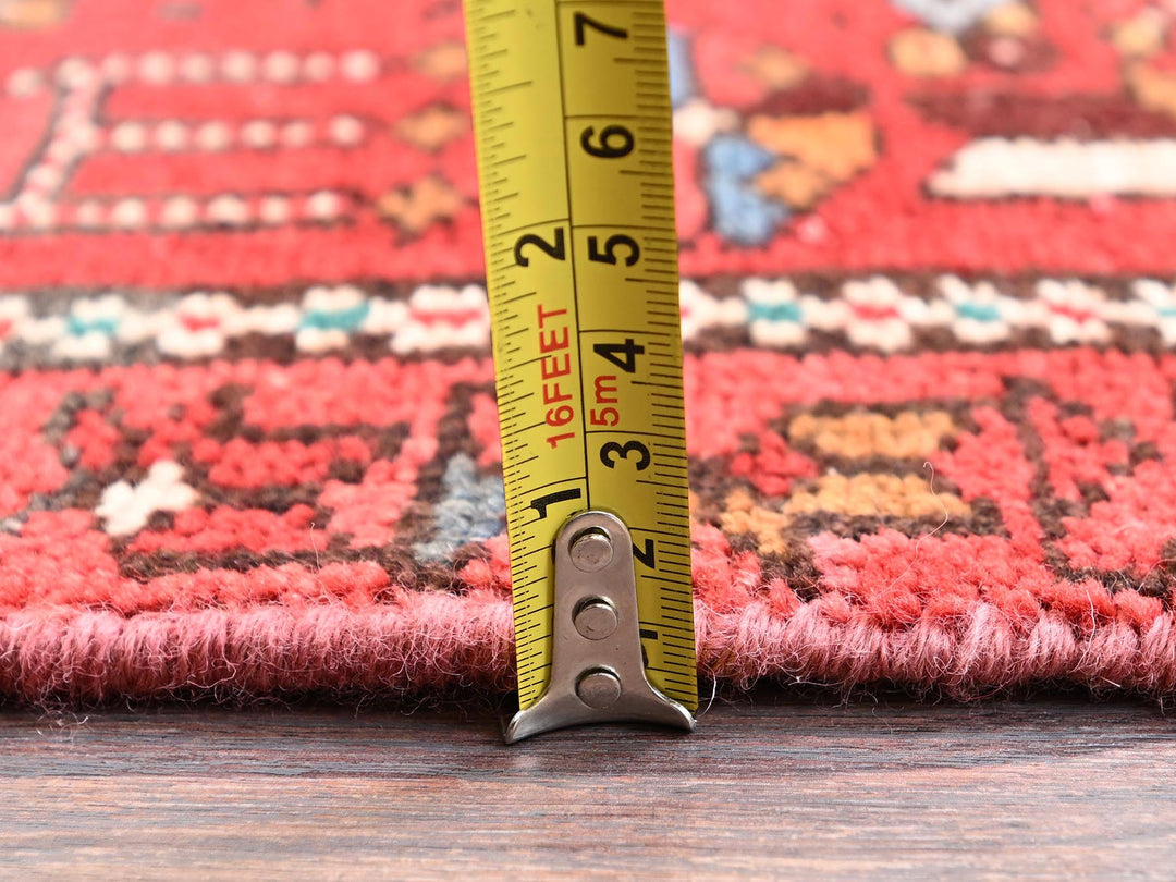 2'9" x 8'11" Vintage Hand Knotted Red Wool Runner Oriental Rug - MOA1021854