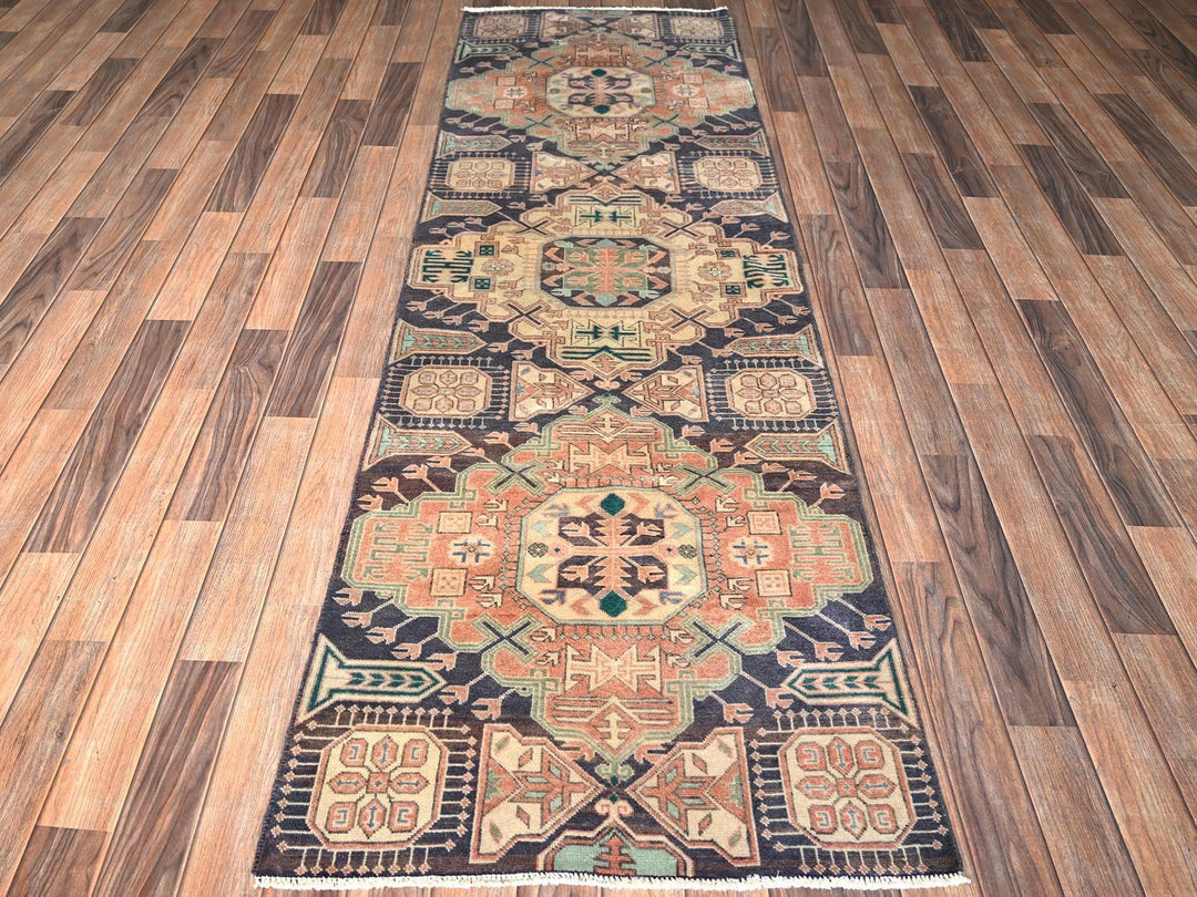 2'8" x 8'5" Vintage Hand Knotted Purple Wool Runner Oriental Rug - MOA1021856
