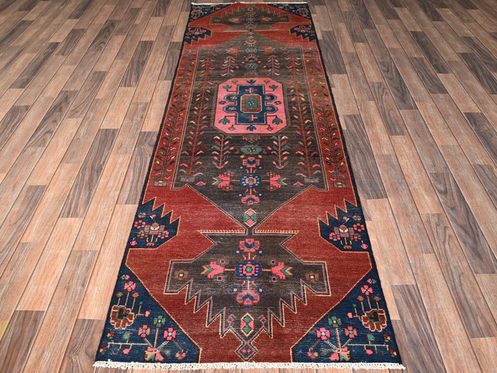 2'9" x 8'10" Vintage Hand Knotted Red Wool Runner Oriental Rug - MOA1021860