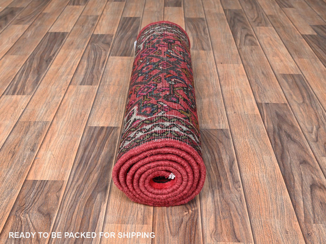 2'5" x 6'4" New Hand Knotted Red Wool Runner Oriental Rug - MOA1021873