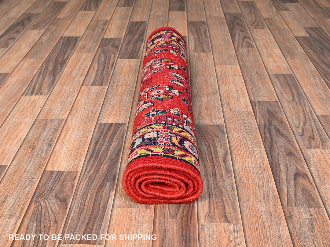 2'7" x 5'11" New Hand Knotted Red Wool Runner Oriental Rug - MOA1021874