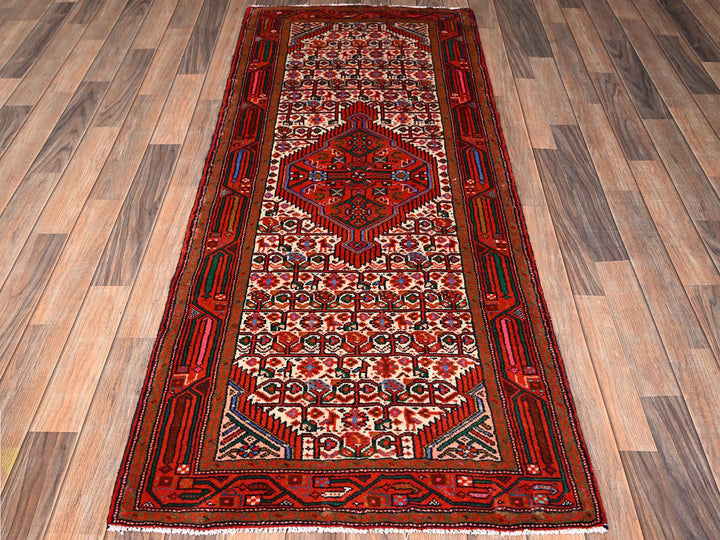 2'8" x 6'6" New Hand Knotted Ivory Wool Runner Oriental Rug - MOA1021875