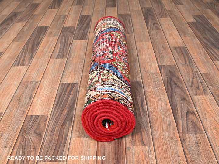 2'8" x 7'2" New Hand Knotted Red Wool Runner Oriental Rug - MOA1021876