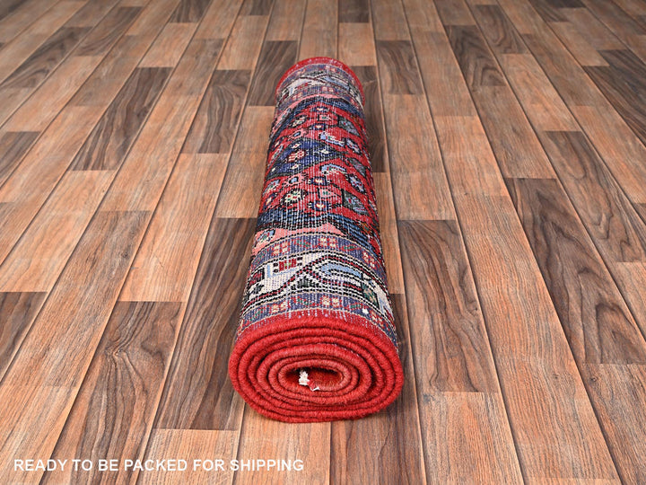 2'7" x 6'7" New Hand Knotted Red Wool Runner Oriental Rug - MOA1021879