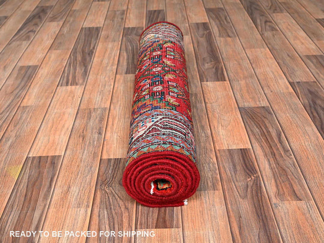 2'6" x 6'7" New Hand Knotted Red Wool Runner Oriental Rug - MOA1021882