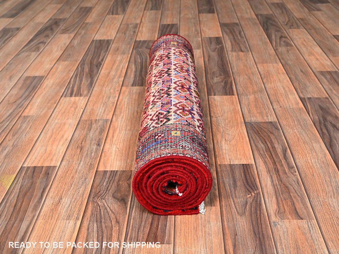 2'4" x 6'4" New Hand Knotted Ivory Wool Runner Oriental Rug - MOA1021884