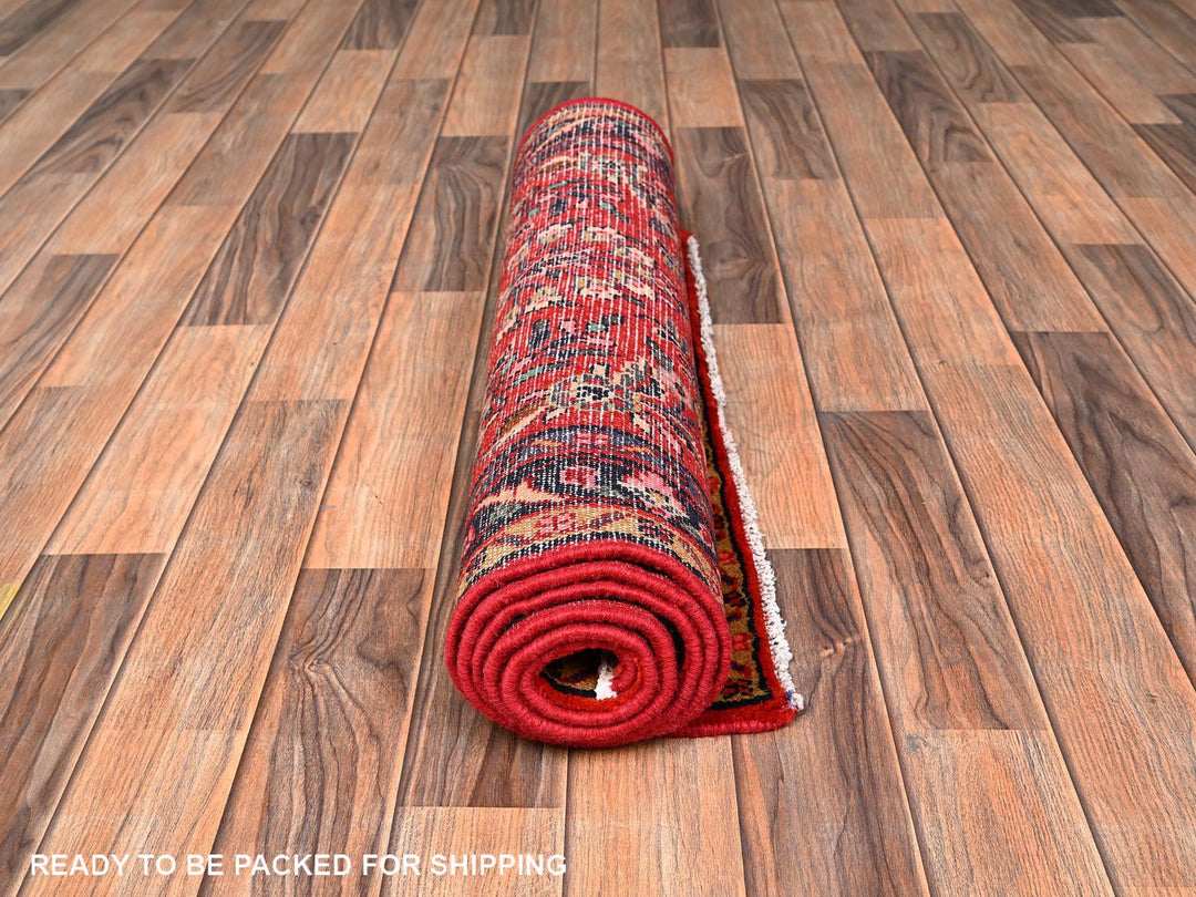 2'8" x 6'8" New Hand Knotted Red Wool Runner Oriental Rug - MOA1021885