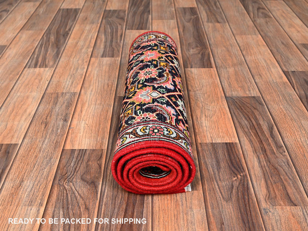 1'8" x 4'9" New Hand Knotted Blue Wool Runner Oriental Rug - MOA1021887