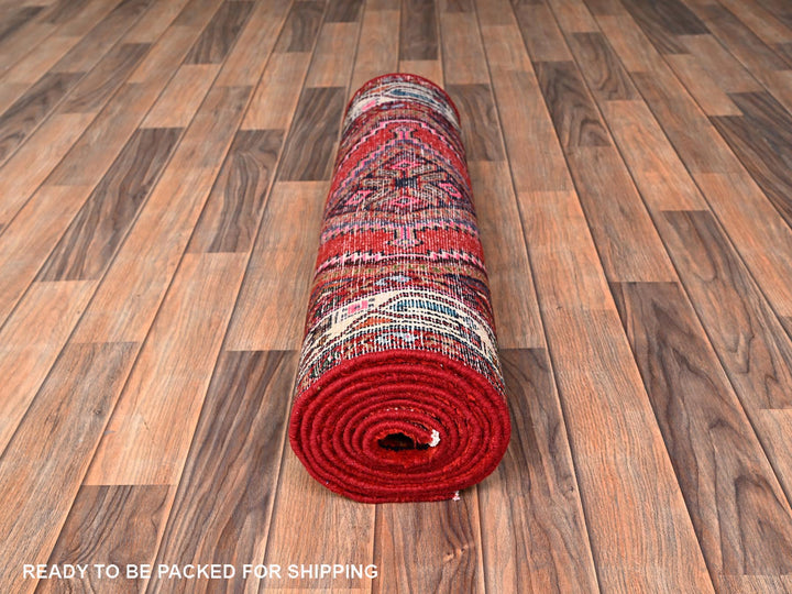 2'6" x 9'5" New Hand Knotted Red Wool Runner Oriental Rug - MOA1021889